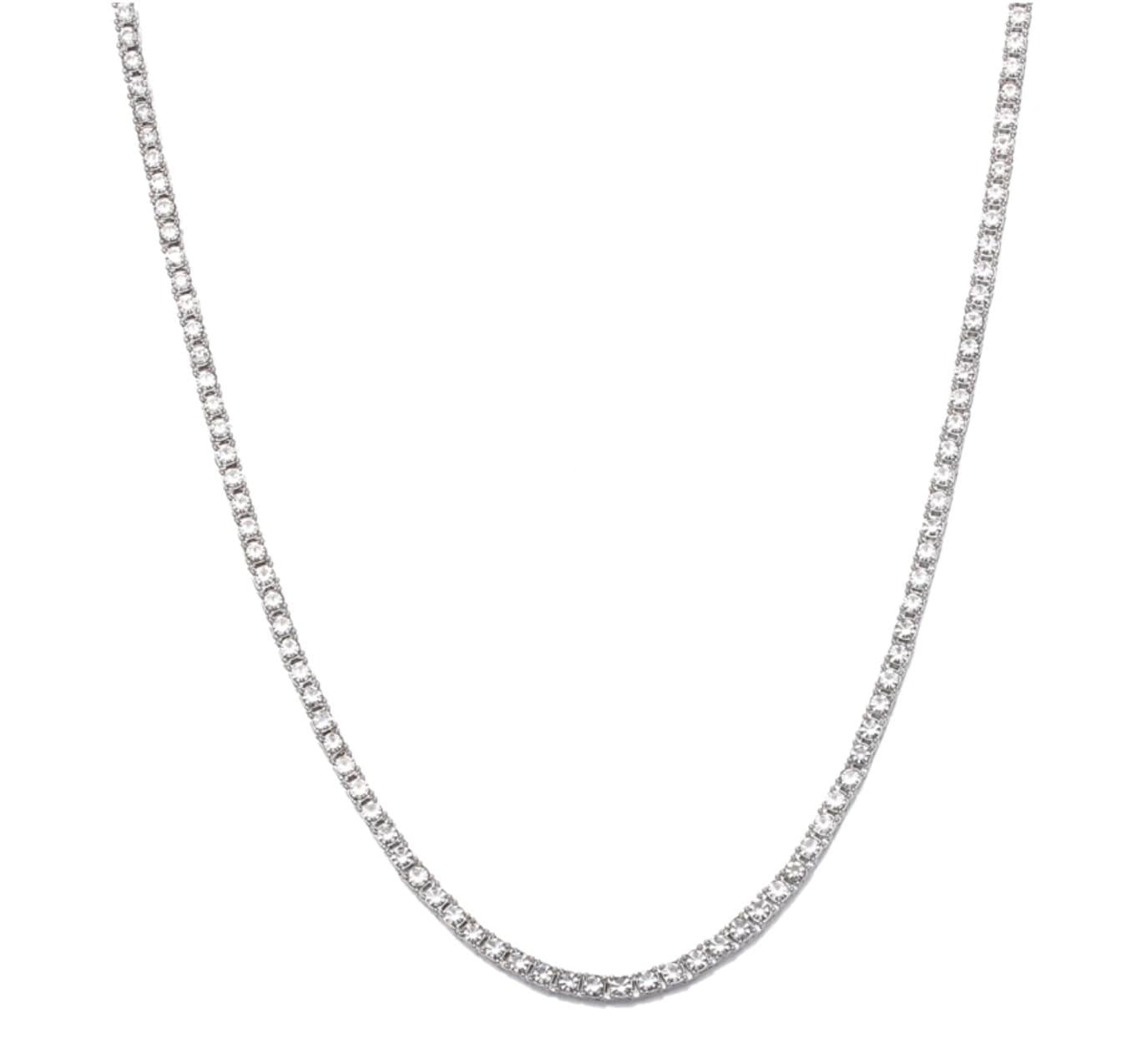 4MM Iced Out Diamond Tennis Chain Necklace (20 Inches) - Diamond Necklace - Hip Hop Tennis Chain- Iced Out Bracelet - VVS Cubic Zirconia