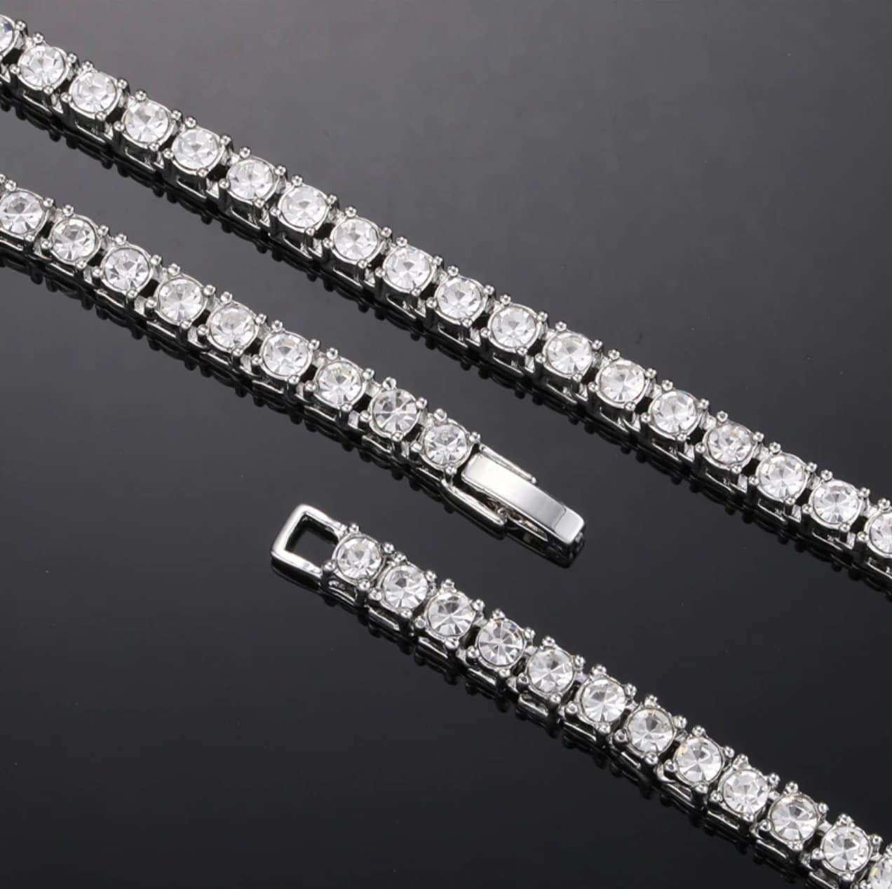 4MM Iced Out Diamond Tennis Chain Necklace (20 Inches) - Diamond Necklace - Hip Hop Tennis Chain- Iced Out Bracelet - VVS Cubic Zirconia