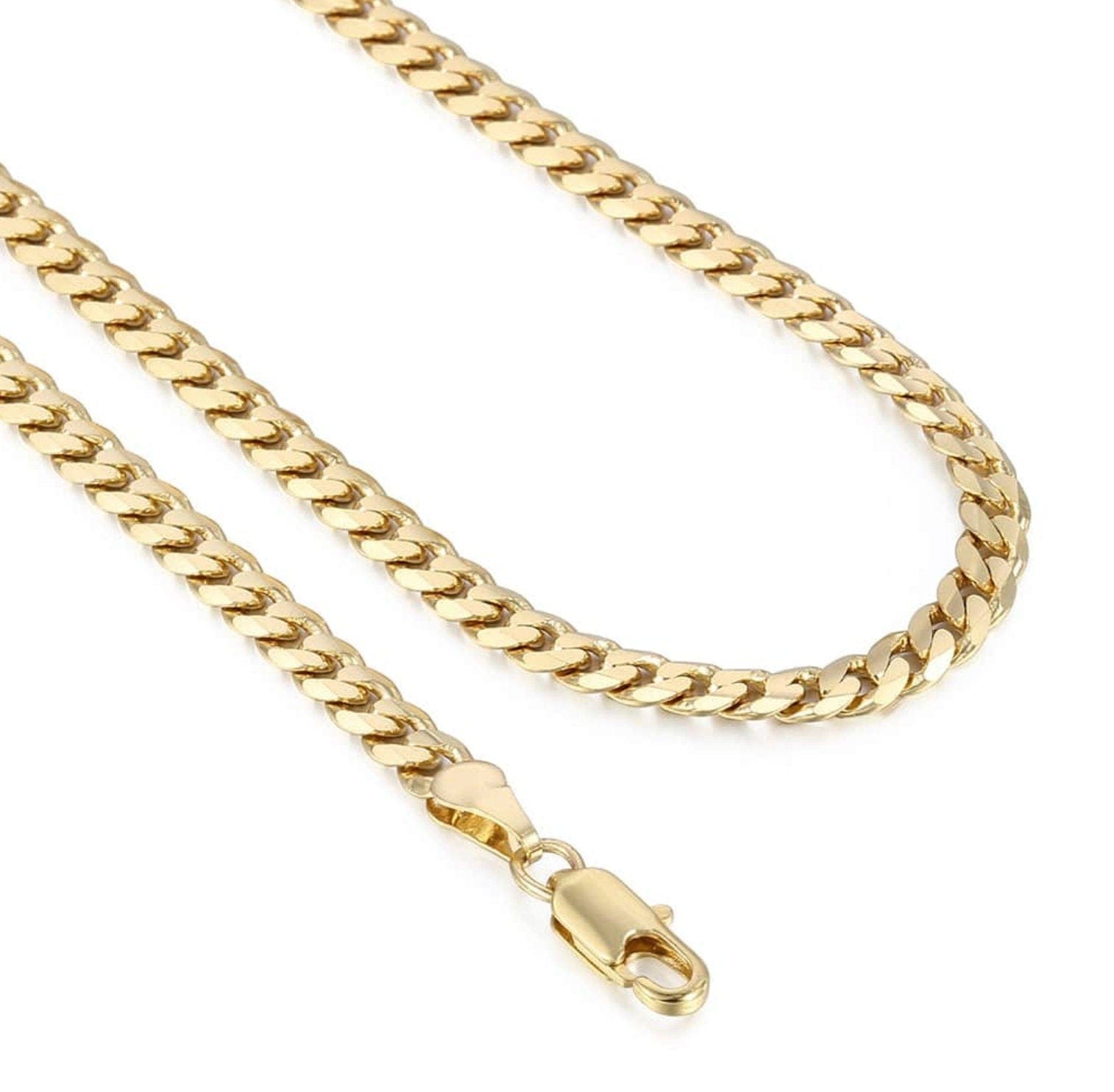 5MM Gold Cuban Link Chain Necklace for Men - 22in Stainless Steel Hip Hop Necklace - High Shine No Tarnish Water Resistant Layering Chain