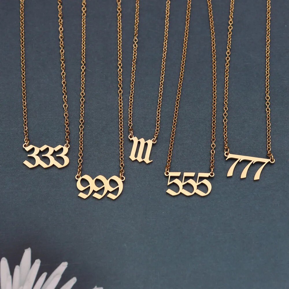 14k Gold Angel Number Necklace - 111 222 333 444 555 666 777 888 999 - Blessed Protection Necklace - Dainty Lucky Spiritual Necklace
