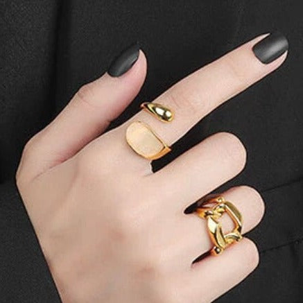 Elegant Abstract White Marble Ring - Modern Adjustable Drip Style - Abstract Luxury Ring for Women - Irregular Statement Ring